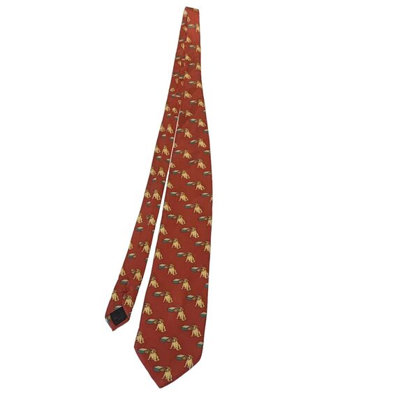 Antiche Seterie Fiorentine Men's Tie Silk Necktie Dog Lovers Maroon Red Vintage - Picture 6 of 6